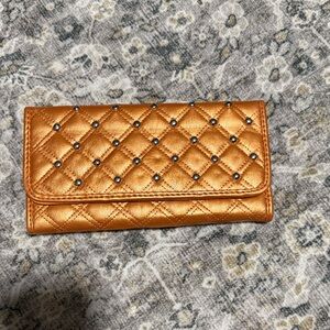 Orange Metallic Quilted Women's Wallet